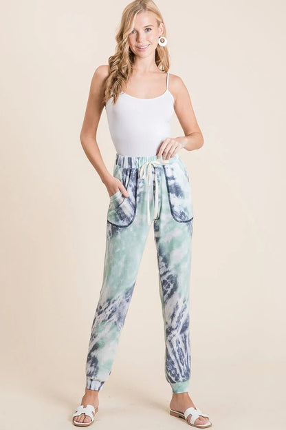 BiBi Tie Dye French Terry Casual Sweat Pants - Bitsy Gypsy Boutique