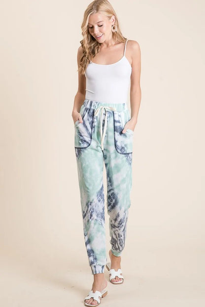 BiBi Tie Dye French Terry Casual Sweat Pants - Bitsy Gypsy Boutique