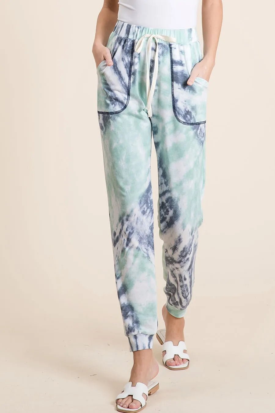 BiBi Tie Dye French Terry Casual Sweat Pants - Bitsy Gypsy Boutique