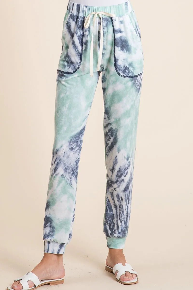 BiBi Tie Dye French Terry Casual Sweat Pants - Bitsy Gypsy Boutique