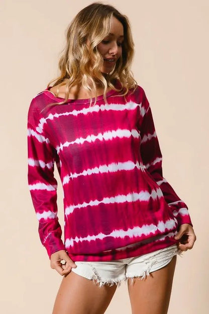 BiBi Tie Dye Print Terry Sweatshirt - Bitsy Gypsy Boutique