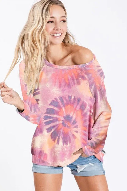 BiBi Tie Dye Print Terry T-Shirt - Bitsy Gypsy Boutique