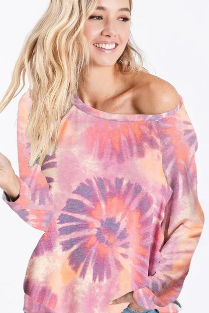 BiBi Tie Dye Print Terry T-Shirt - Bitsy Gypsy Boutique