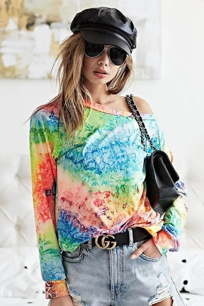 BiBi Tie Dye Soft Knit Jersey T-Shirt - Bitsy Gypsy Boutique