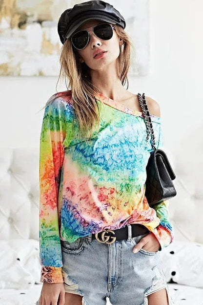 BiBi Tie Dye Soft Knit Jersey T-Shirt - Bitsy Gypsy Boutique