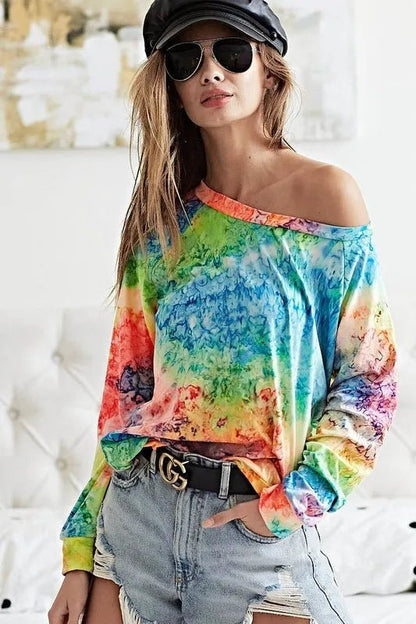 BiBi Tie Dye Soft Knit Jersey T-Shirt - Bitsy Gypsy Boutique