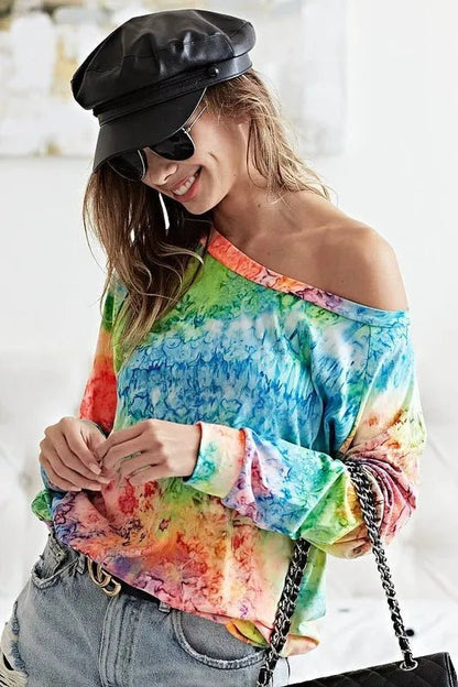 BiBi Tie Dye Soft Knit Jersey T-Shirt - Bitsy Gypsy Boutique