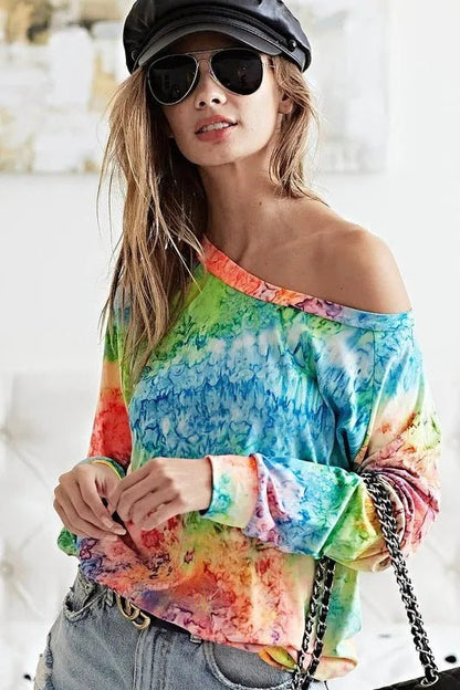 BiBi Tie Dye Soft Knit Jersey T-Shirt - Bitsy Gypsy Boutique