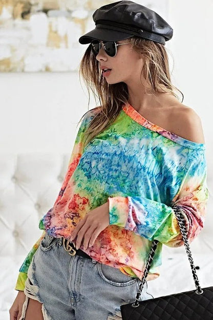 BiBi Tie Dye Soft Knit Jersey T-Shirt - Bitsy Gypsy Boutique