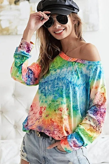 BiBi Tie Dye Soft Knit Jersey T-Shirt - Bitsy Gypsy Boutique