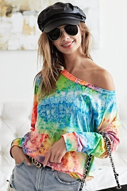 BiBi Tie Dye Soft Knit Jersey T-Shirt - Bitsy Gypsy Boutique