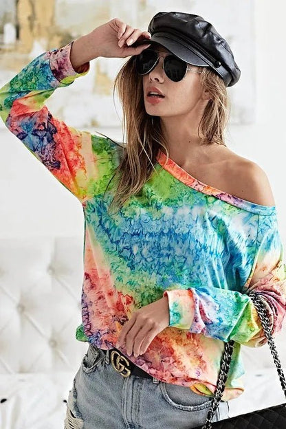 BiBi Tie Dye Soft Knit Jersey T-Shirt - Bitsy Gypsy Boutique