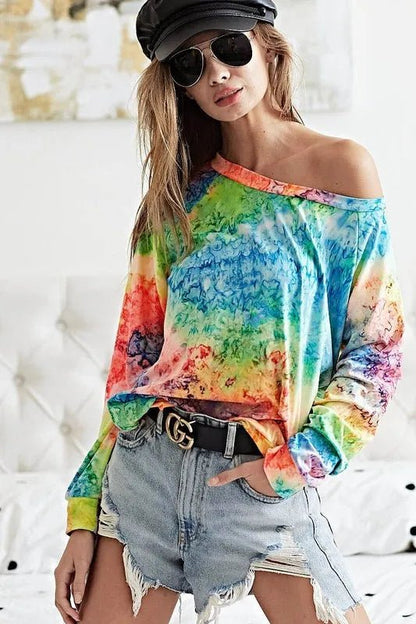 BiBi Tie Dye Soft Knit Jersey T-Shirt - Bitsy Gypsy Boutique