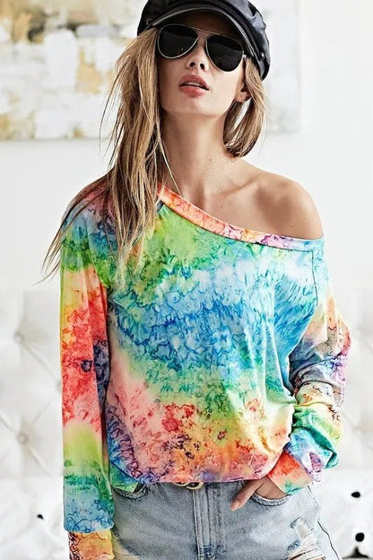 BiBi Tie Dye Soft Knit Jersey T-Shirt - Bitsy Gypsy Boutique