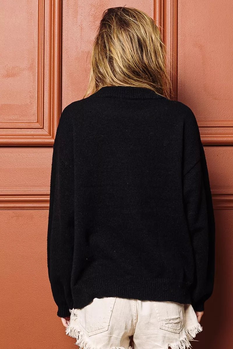 BiBi Tinsel Lettering Christmas Sweater - Bitsy Gypsy Boutique