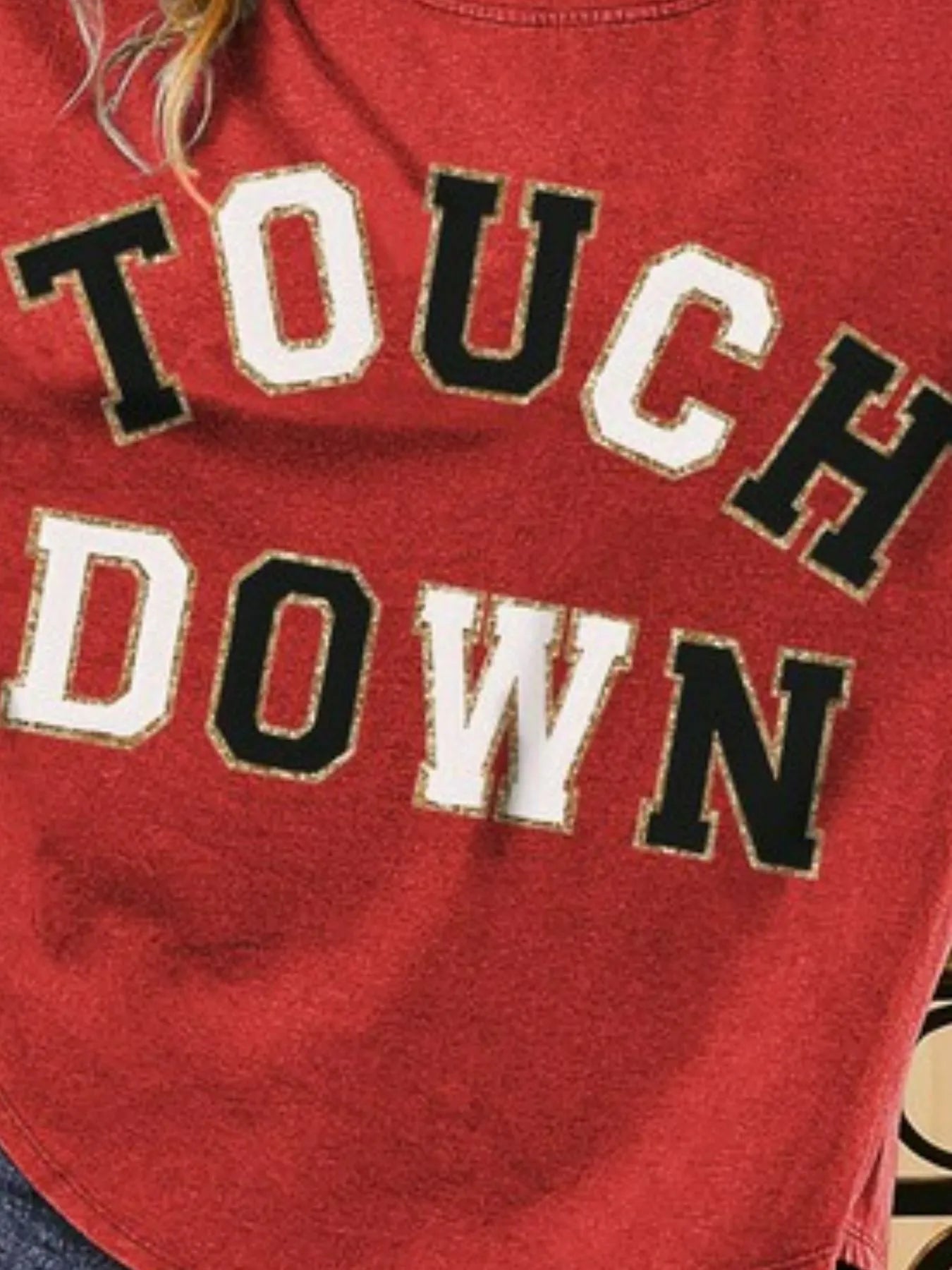 BiBi Touchdown Letter Loose Fit Vintage Washed Top - Bitsy Gypsy Boutique