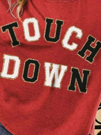 BiBi Touchdown Letter Loose Fit Vintage Washed Top - Bitsy Gypsy Boutique