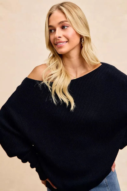 BiBi Waffle Knit Off Shoulder Top - Bitsy Gypsy Boutique