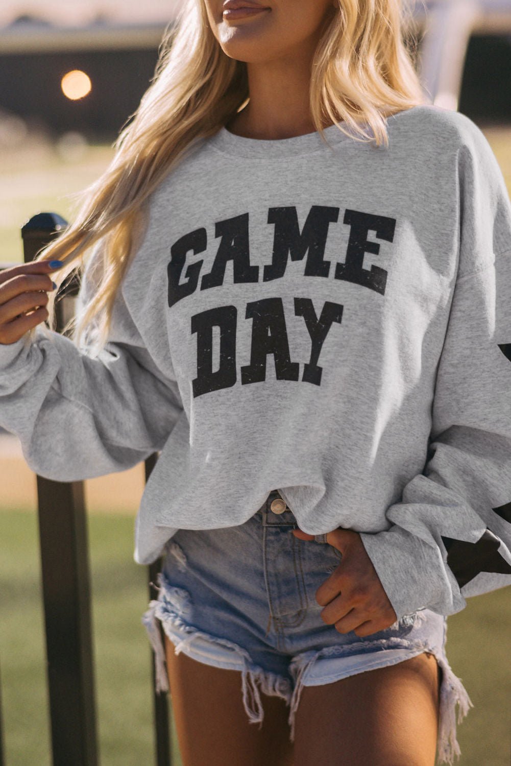 Black Game Day Graphic Rugby Football Season Sweatshirt - Bitsy Gypsy Boutique