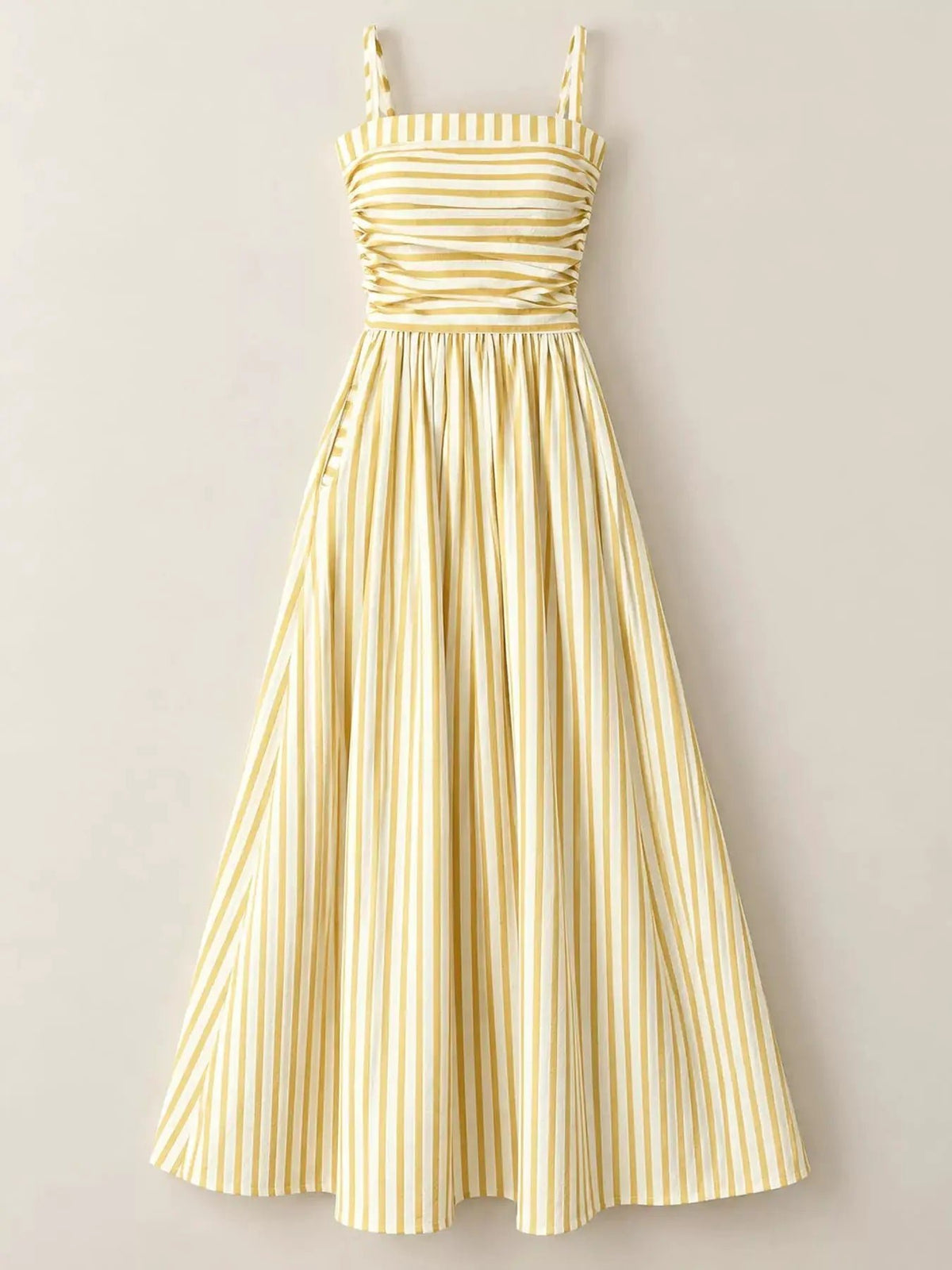 Black Striped Ruched Spaghetti Strap Maxi Dress - Bitsy Gypsy Boutique