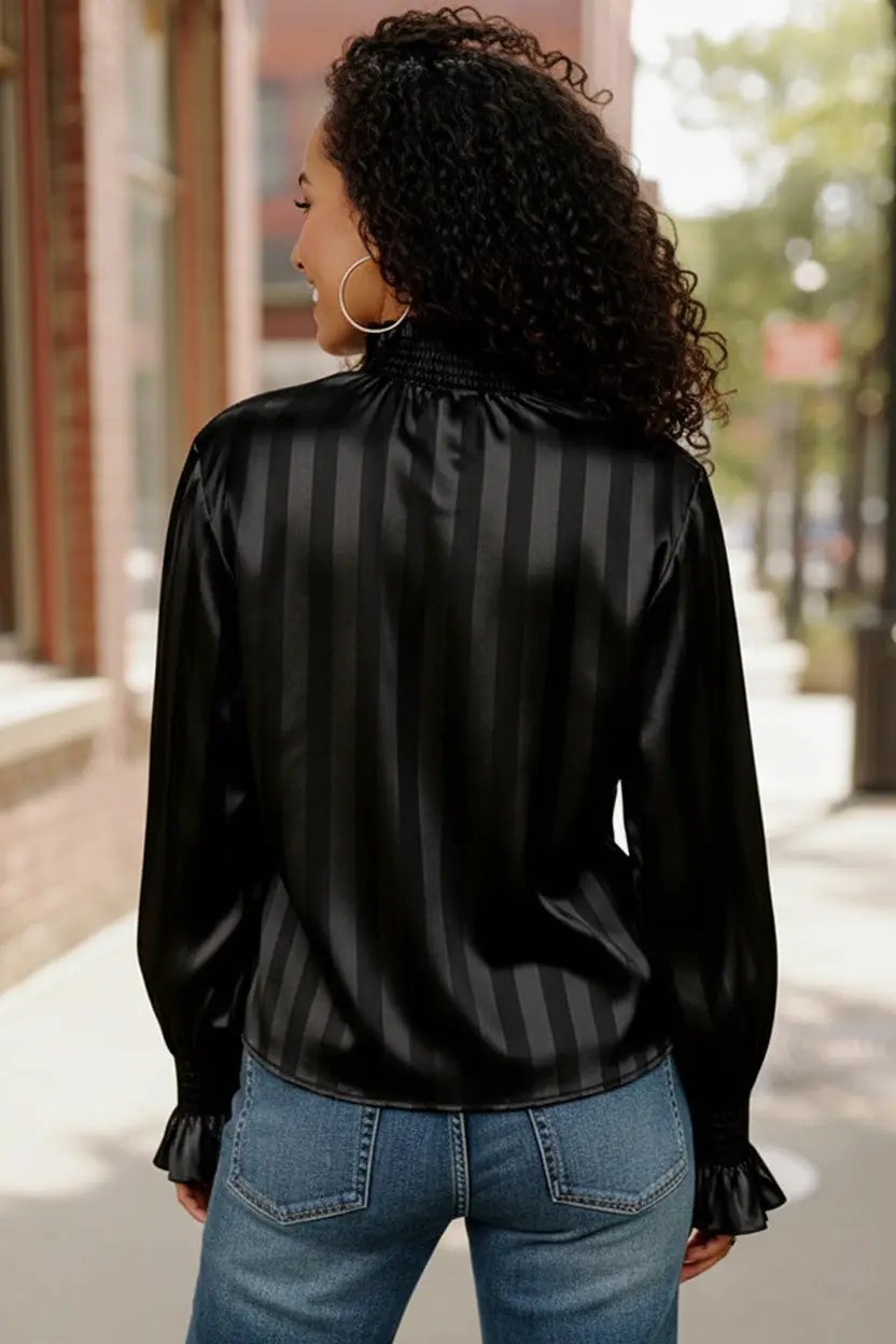 The Satin Scene High Neck Blouse by Haptics