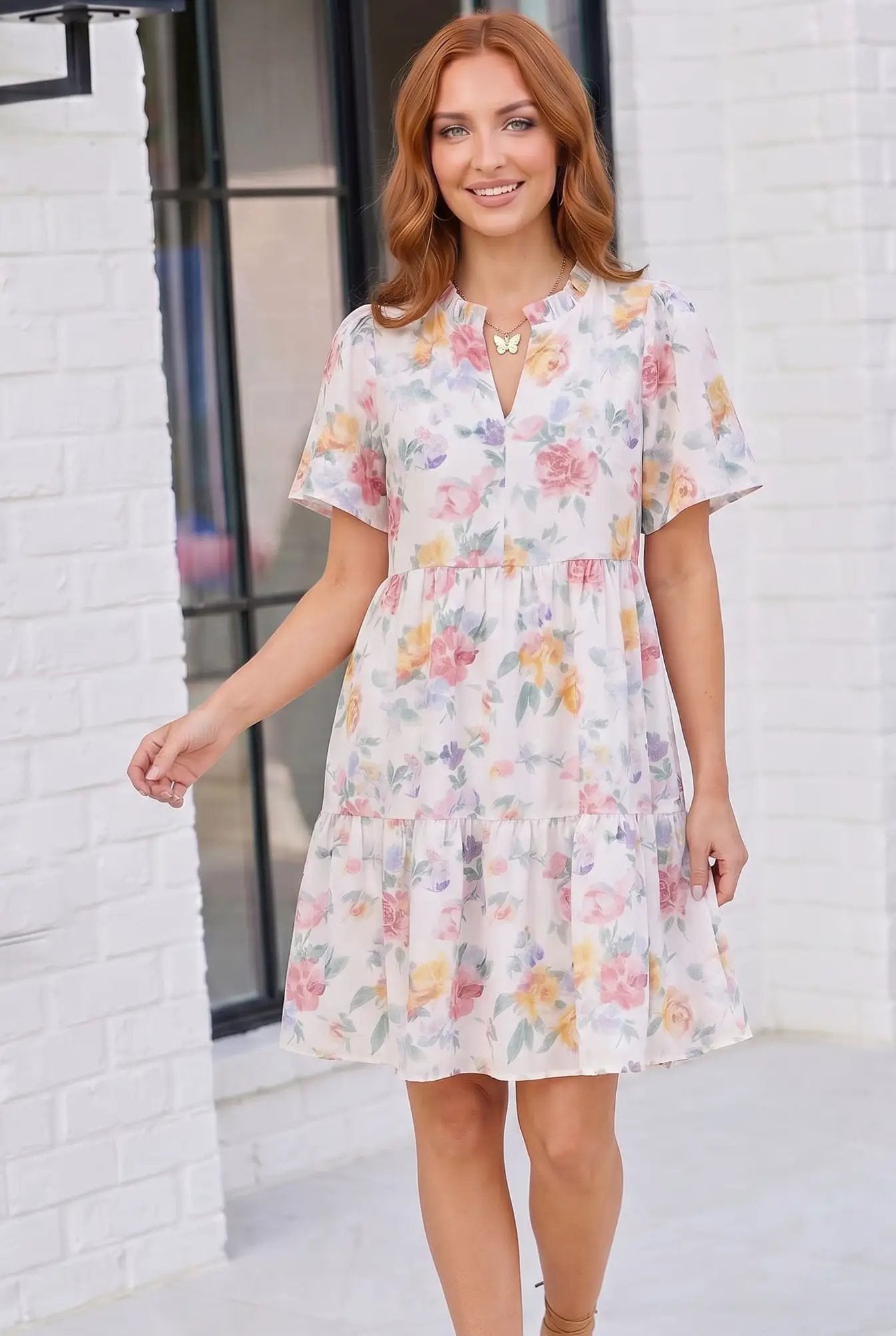 Blooming Beautifully Floral Tiered Mini Dress by Haptics