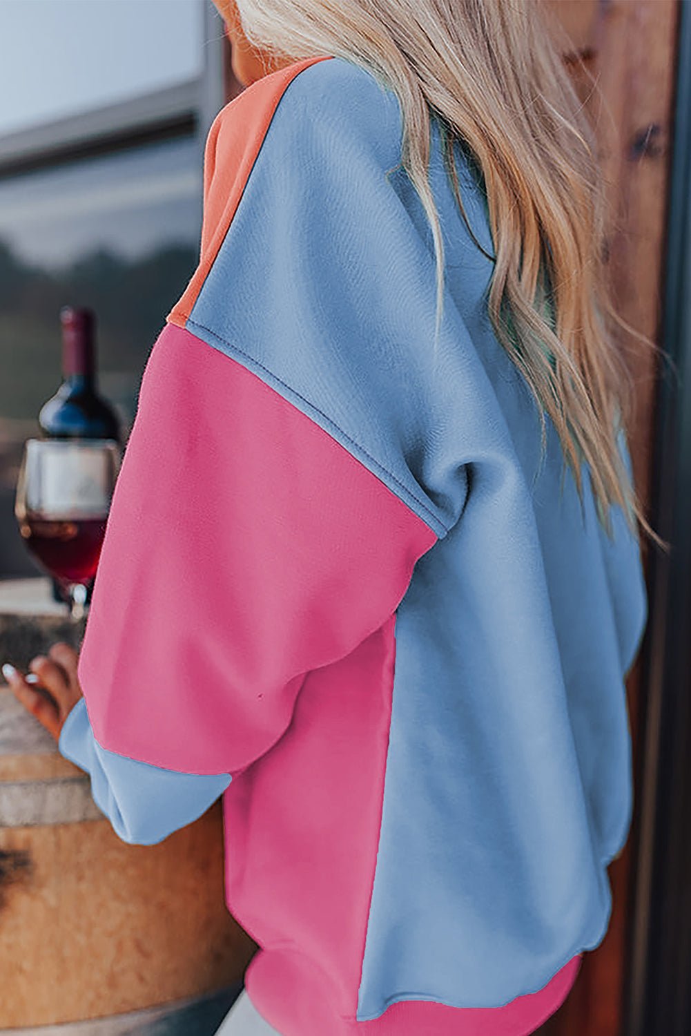 Blossom Colorblock Patchwork Drop Shoulder Sweatshirt - Bitsy Gypsy Boutique