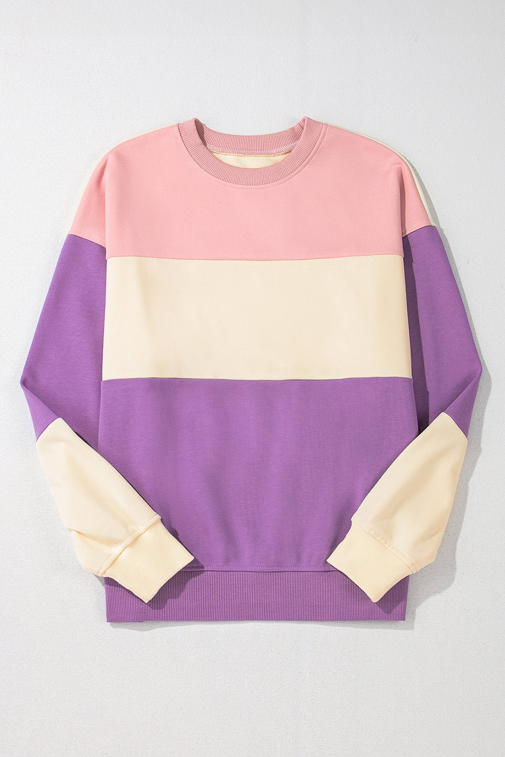 Blossom Colorblock Patchwork Drop Shoulder Sweatshirt - Bitsy Gypsy Boutique