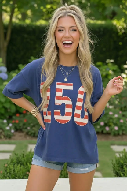 Blue Stars and Stripes '250' Top by Kori America