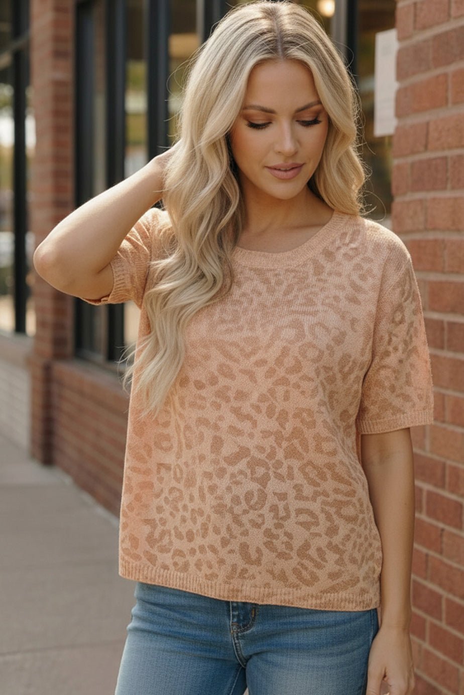 Blush Safari Knit Tee - Bitsy Gypsy Boutique