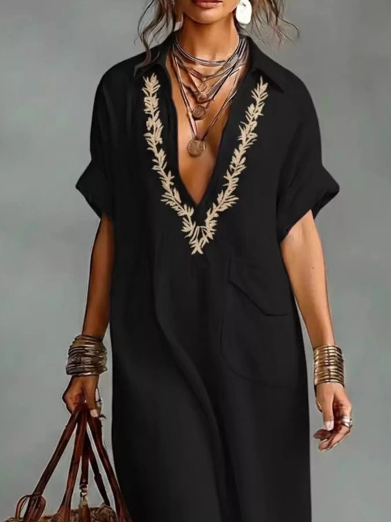 Bohemian Embroidered Maxi Dress - Bitsy Gypsy Boutique