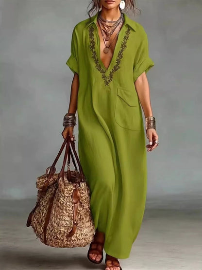Bohemian Embroidered Maxi Dress - Bitsy Gypsy Boutique