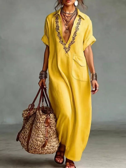 Bohemian Embroidered Maxi Dress - Bitsy Gypsy Boutique