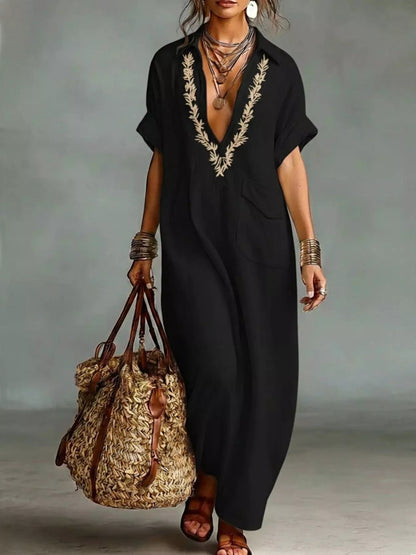 Bohemian Embroidered Maxi Dress - Bitsy Gypsy Boutique