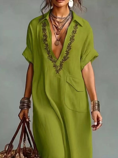 Bohemian Embroidered Maxi Dress - Bitsy Gypsy Boutique