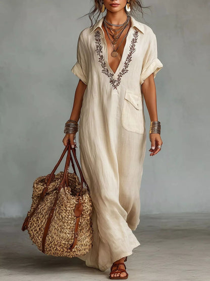 Bohemian Embroidered Maxi Dress - Bitsy Gypsy Boutique