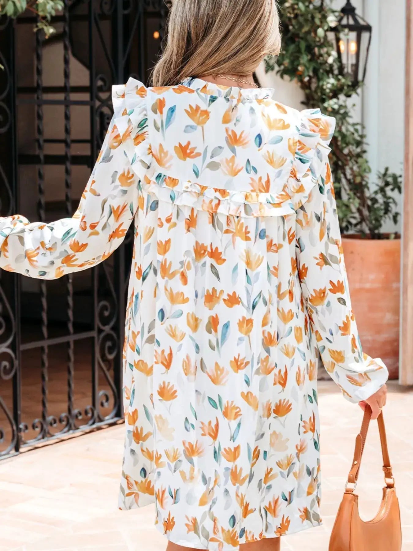 Bohemian Floral Print Ruffle Mini Dress by Trendsi