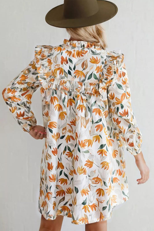 Bohemian Floral Print Ruffle Mini Dress - Bitsy Gypsy Boutique