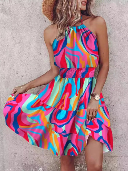 Bohemian Printed Halter Mini Dress - Bitsy Gypsy Boutique