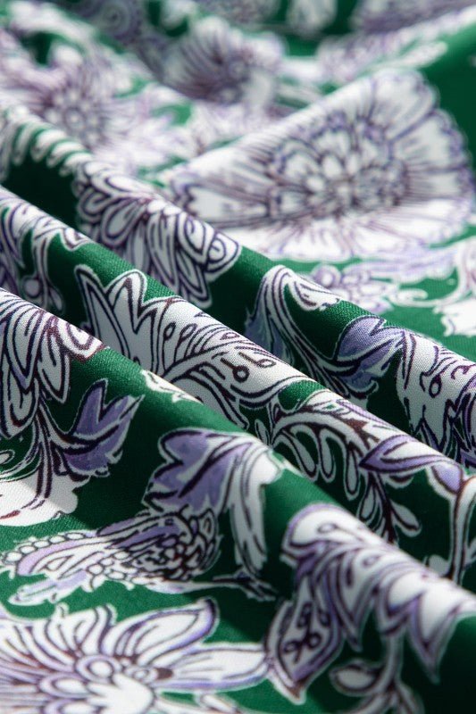 Boho Floral Piping Trim Bubble Sleeve Dress - Bitsy Gypsy Boutique