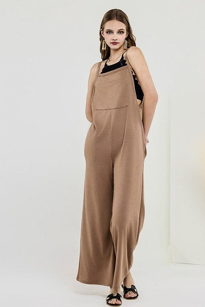 Boho Terry Wide Leg Jumpsuits with Pocket - Bitsy Gypsy Boutique