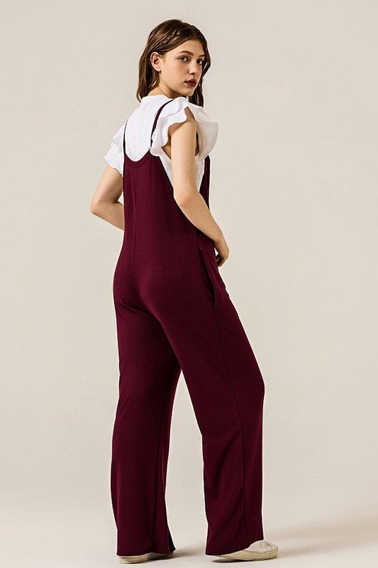 Boho Terry Wide Leg Jumpsuits with Pocket - Bitsy Gypsy Boutique