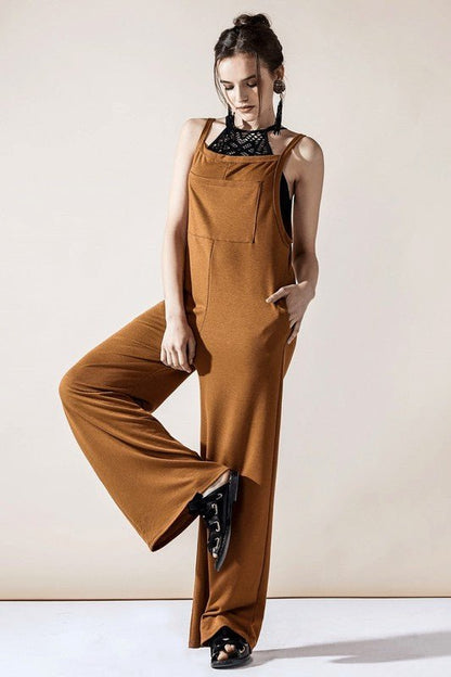 Boho Terry Wide Leg Jumpsuits with Pocket - Bitsy Gypsy Boutique