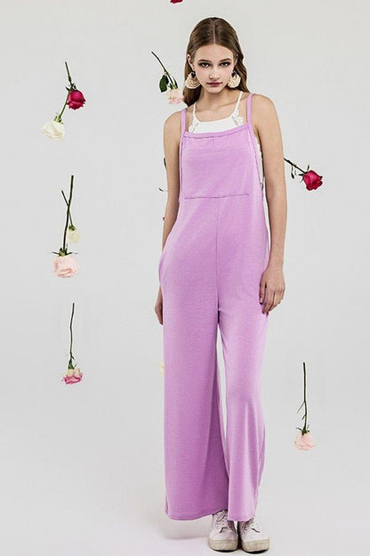 Boho Terry Wide Leg Jumpsuits with Pocket - Bitsy Gypsy Boutique