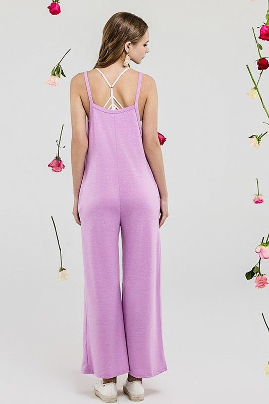 Boho Terry Wide Leg Jumpsuits with Pocket - Bitsy Gypsy Boutique