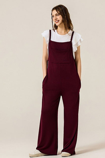 Boho Terry Wide Leg Jumpsuits with Pocket - Bitsy Gypsy Boutique