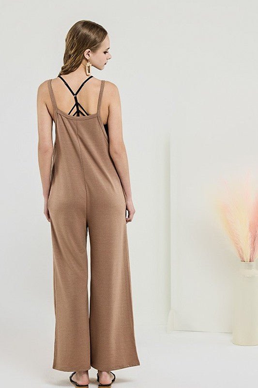 Boho Terry Wide Leg Jumpsuits with Pocket - Bitsy Gypsy Boutique