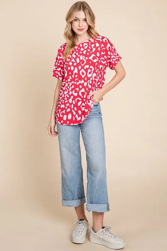 BOMBOM Animal Print Stretchy T-Shirt - Bitsy Gypsy Boutique