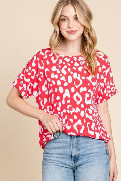 BOMBOM Animal Print Stretchy T-Shirt - Bitsy Gypsy Boutique