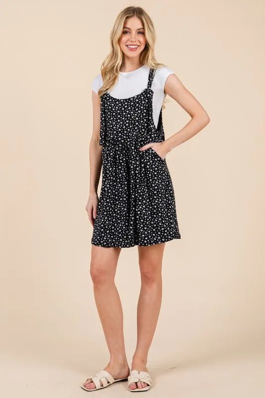 BOMBOM Floral Print Overalls with Pockets - Bitsy Gypsy Boutique